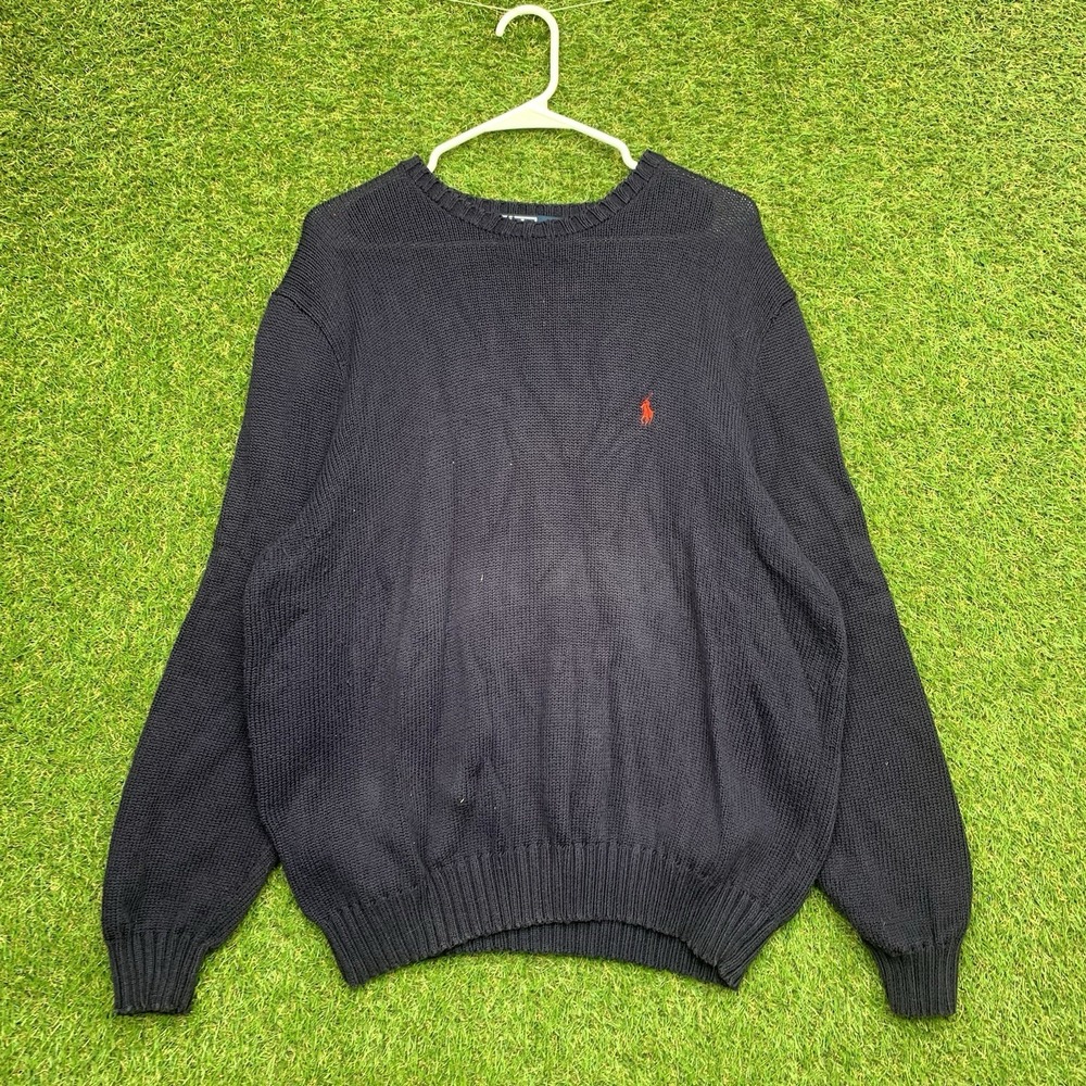Polo Ralph Lauren Crewneck Sweatshirt Mens XL Blue Fade Pony Sweater 90s Y2K